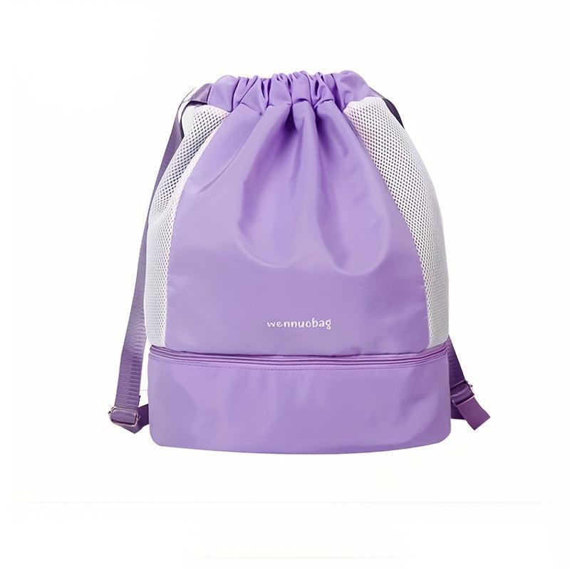 Dry Wet Drawstring Backpack Sports Gym Bag With Shoe Compartment
