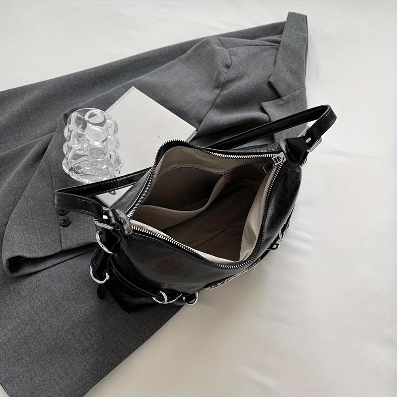 Stylish Rhinestone Decor Shoulder Bag Solid Crossbody Bag