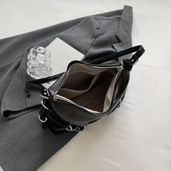 Stylish Rhinestone Decor Shoulder Bag Solid Crossbody Bag