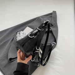 Stylish Rhinestone Decor Shoulder Bag Solid Crossbody Bag