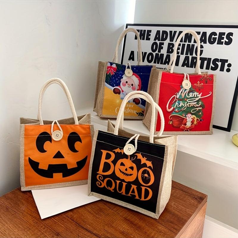 Halloween Pumpkin Ghost Skull Lunch Bag Christmas Gist Tote Bags