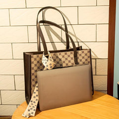 Retro Pattern Tote Bag PU Leather Shoulder Bag