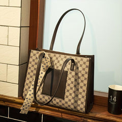 Retro Pattern Tote Bag PU Leather Shoulder Bag