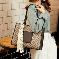 Retro Pattern Tote Bag PU Leather Shoulder Bag