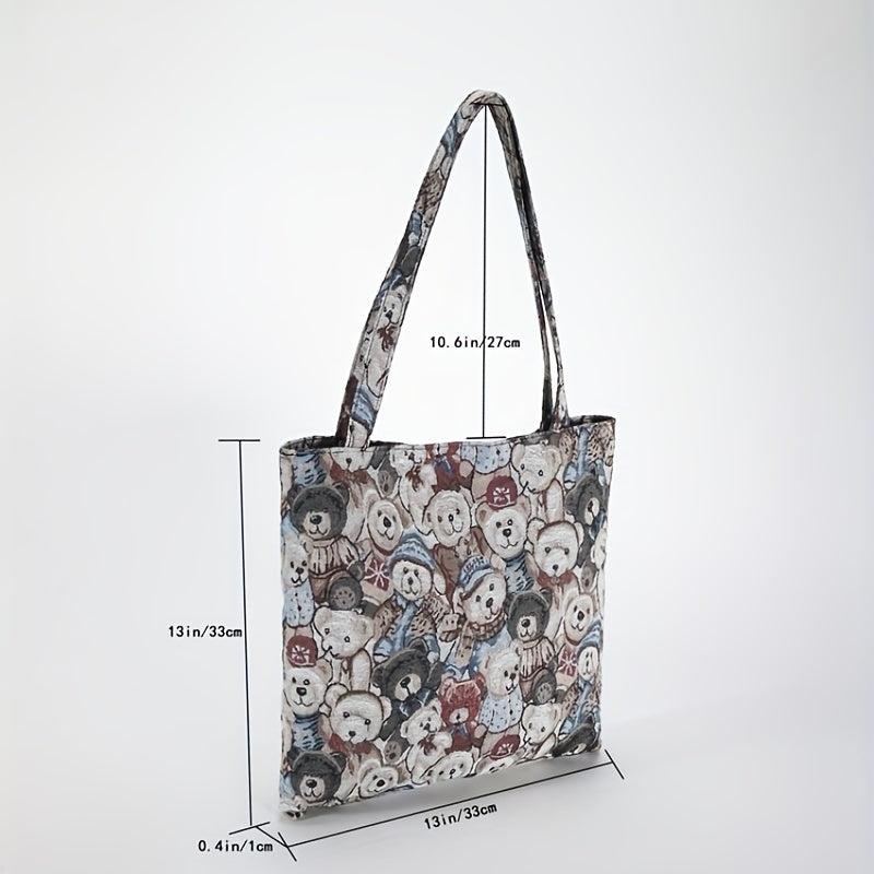 Cartoon Bear Student Bag Lazy Style Canvas Bag Shopping Bag Tote Bag