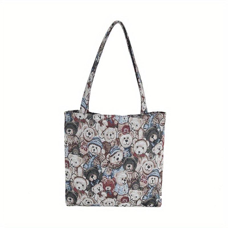 Cartoon Bear Student Bag Lazy Style Canvas Bag Shopping Bag Tote Bag