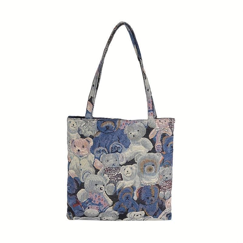 Cartoon Bear Student Bag Lazy Style Canvas Bag Shopping Bag Tote Bag