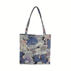 Cartoon Bear Student Bag Lazy Style Canvas Bag Shopping Bag Tote Bag