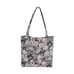 Cartoon Bear Student Bag Lazy Style Canvas Bag Shopping Bag Tote Bag