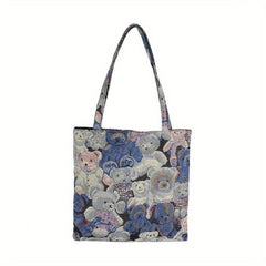 Cartoon Bear Student Bag Lazy Style Canvas Bag Shopping Bag Tote Bag