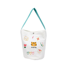 Cartoon Animal Embroidery Canvas Bucket Bag