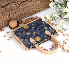 Famous Painting Pattern Handbag Retro Satchel Bag