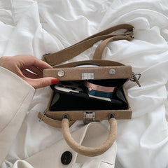 Mini Camera Box Bag Suede Top Handle Purse Women's Crossbody Bag