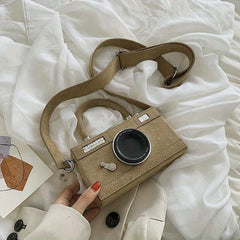Mini Camera Box Bag Suede Top Handle Purse Women's Crossbody Bag
