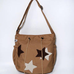 Y2K Star Nylon Zipper Tote Bag School Student Large Crossbody Bag