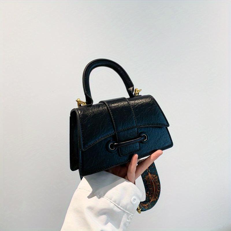 Niche Small Shoulder Bag Vintage Pattern Wide Strap