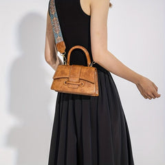 Niche Small Shoulder Bag Vintage Pattern Wide Strap