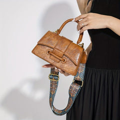Niche Small Shoulder Bag Vintage Pattern Wide Strap