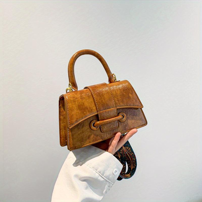 Niche Small Shoulder Bag Vintage Pattern Wide Strap