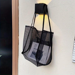 Summer Hollow Mesh Bag Solid Large Capacity Shoulder Bag All Match Beach Bag