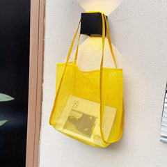 Summer Hollow Mesh Bag Solid Large Capacity Shoulder Bag All Match Beach Bag