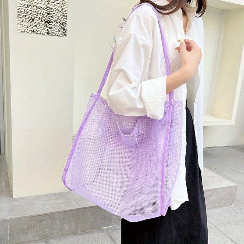 Summer Hollow Mesh Bag Solid Large Capacity Shoulder Bag All Match Beach Bag