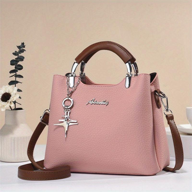Fashionable Crossbody Bag With Star Pendant Double Handle Work Purse