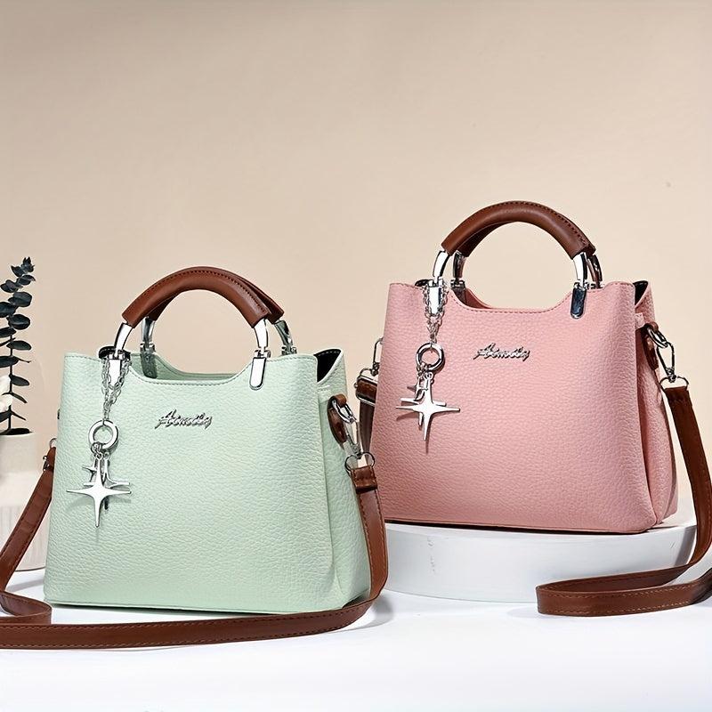 Fashionable Crossbody Bag With Star Pendant Double Handle Work Purse