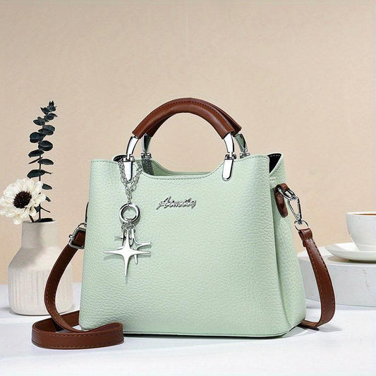 Fashionable Crossbody Bag With Star Pendant Double Handle Work Purse