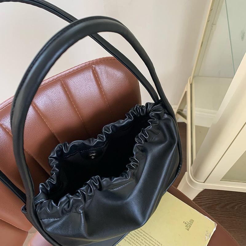 Cloud Ruched Tote Bag PU Leather Shoulder Handbag