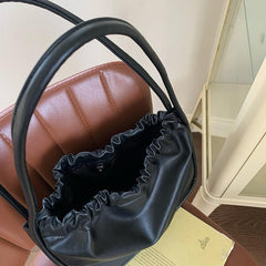 Cloud Ruched Tote Bag PU Leather Shoulder Handbag