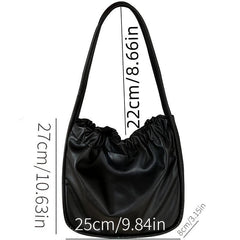 Cloud Ruched Tote Bag PU Leather Shoulder Handbag