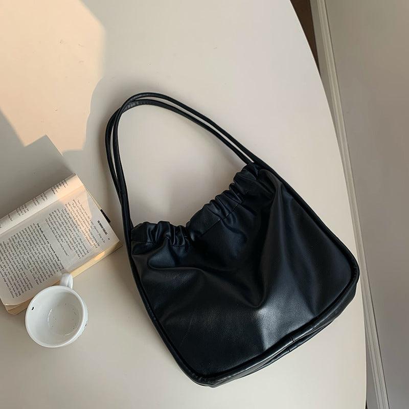 Cloud Ruched Tote Bag PU Leather Shoulder Handbag