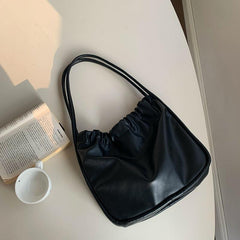 Cloud Ruched Tote Bag PU Leather Shoulder Handbag