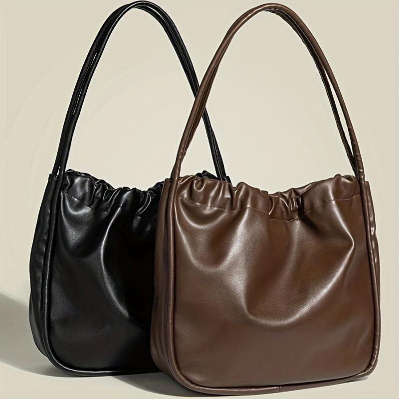 Cloud Ruched Tote Bag PU Leather Shoulder Handbag