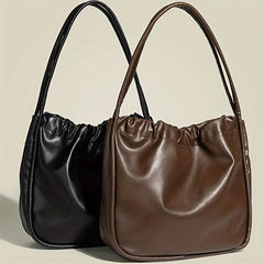 Cloud Ruched Tote Bag PU Leather Shoulder Handbag