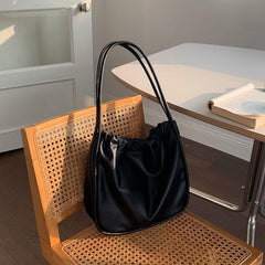 Cloud Ruched Tote Bag PU Leather Shoulder Handbag