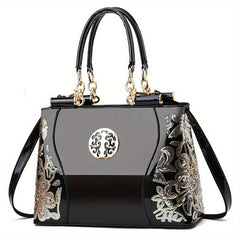 Sequin Embroidery Shoulder Bag with Adjustable Strap