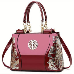 Sequin Embroidery Shoulder Bag with Adjustable Strap