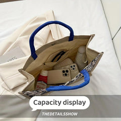 Ethnic Style Canvas Tote Bag Geometric Pattern Shoulder Bag