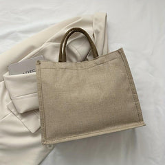 Ethnic Style Canvas Tote Bag Geometric Pattern Shoulder Bag