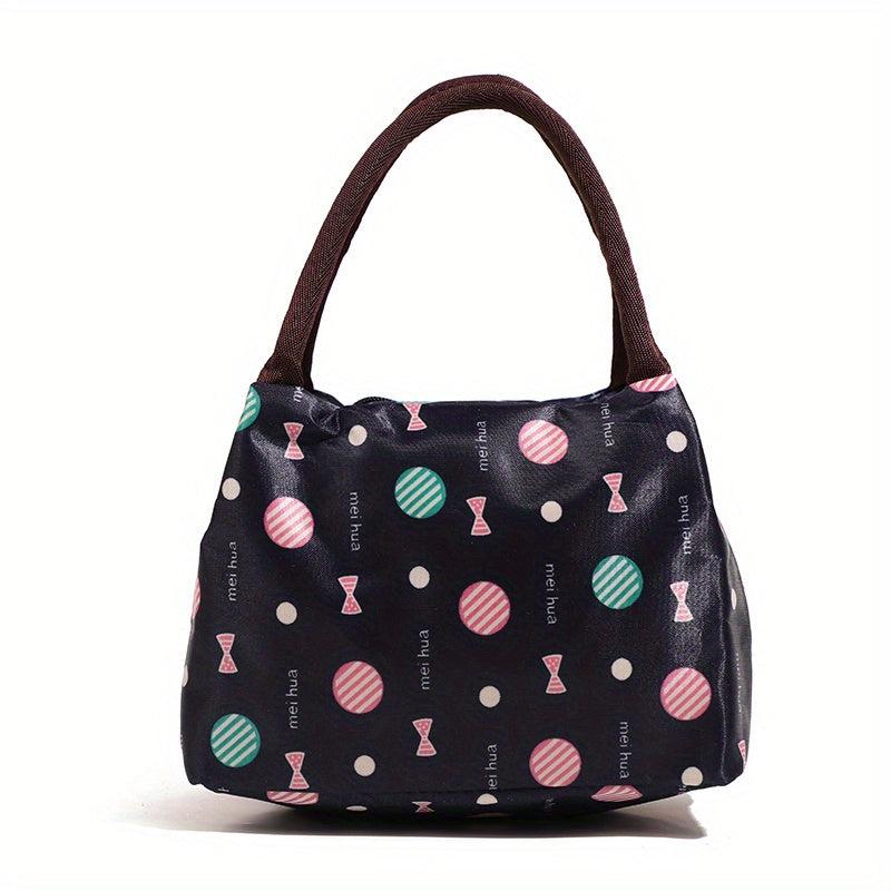 Colorful Heart Print Lunch Bag Insulated Thermal Bento Cooler Bag