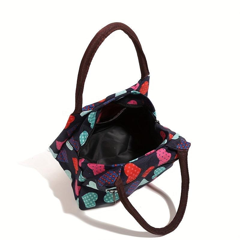 Colorful Heart Print Lunch Bag Insulated Thermal Bento Cooler Bag