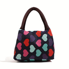 Colorful Heart Print Lunch Bag Insulated Thermal Bento Cooler Bag