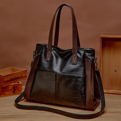 Large Capacity Faux Leather Tote Bag Shoulder Bag