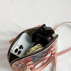 Retro Snake Pattern Crossbody Bag PU Leather Shoulder Bag Women's Handbag