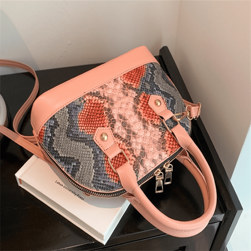 Retro Snake Pattern Crossbody Bag PU Leather Shoulder Bag Women's Handbag