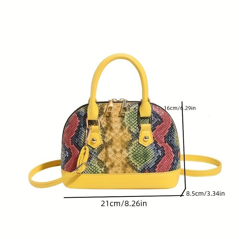 Retro Snake Pattern Crossbody Bag PU Leather Shoulder Bag Women's Handbag
