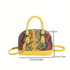 Retro Snake Pattern Crossbody Bag PU Leather Shoulder Bag Women's Handbag