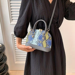 Retro Snake Pattern Crossbody Bag PU Leather Shoulder Bag Women's Handbag